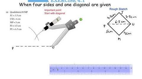 Construction of quadrilateral with 4 sides and 1 diagonal given