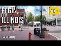 [ 4K ] Walking Downtown: Elgin, Illinois (Narrated) - City in the Suburbs (June 25, 2020)