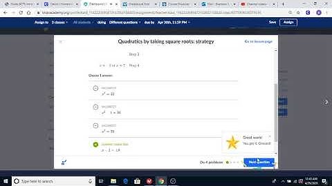 Khan Academy Quadratics by taking Square Roots Strategy