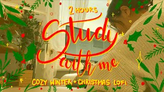 Study with me 2hours | Cozy winter & Christmas LOFI music | ASMR background sounds