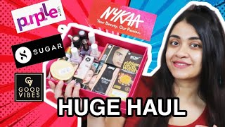 *HUGE* NYKAA SUGAR PURPLLE HAUL| New Makeup + Skincare|Kay Beauty , Goodvibes & More|Priyanka Ghosh|