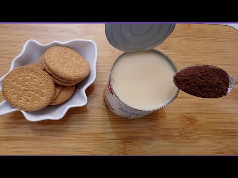 حلى الحليب المكثف و الكاكاو مع البسكويت بطريقة سهلة وسريعة طعم لذيذ