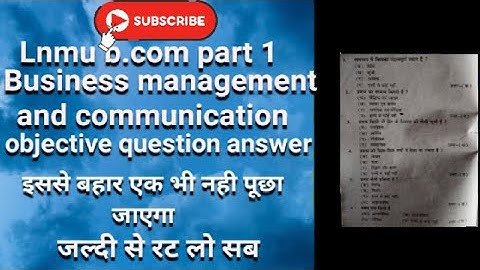 business management and communication | Lnmu b.com part 1 business management and communication 2022