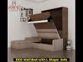 Wall bed with l shape sofa  murphy beds  space saving bed