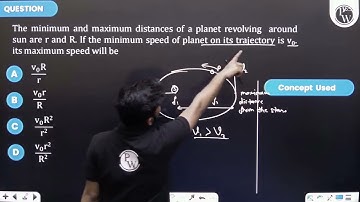 The minimum and maximum distances of a planet revolving around sun are \(r\) and \(R\). If the m....