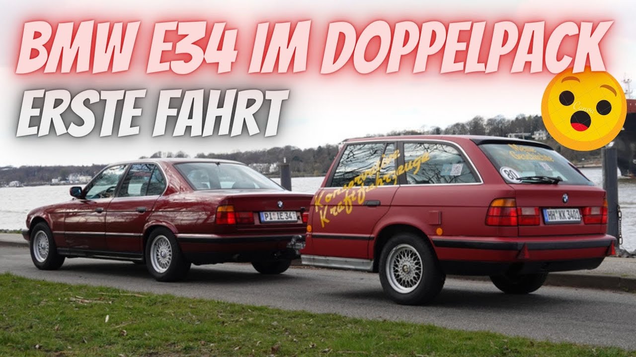 Premiere: BMW E34 mit E34-Anhänger zum ersten mal auf der Straße