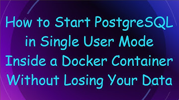 How to Start PostgreSQL in Single User Mode Inside a Docker Container Without Losing Your Data