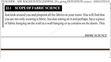 Scope of Fabric Science | कपड़ा विज्ञान का दायरा | Home Science | गृह विज्ञान