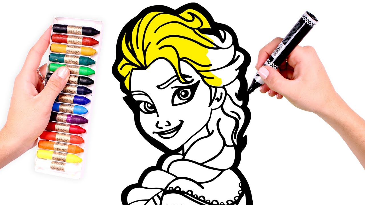 ⁣Dibuja y Colorea a ELSA de Frozen 👸🏼🌈❄️Dibujos para niños