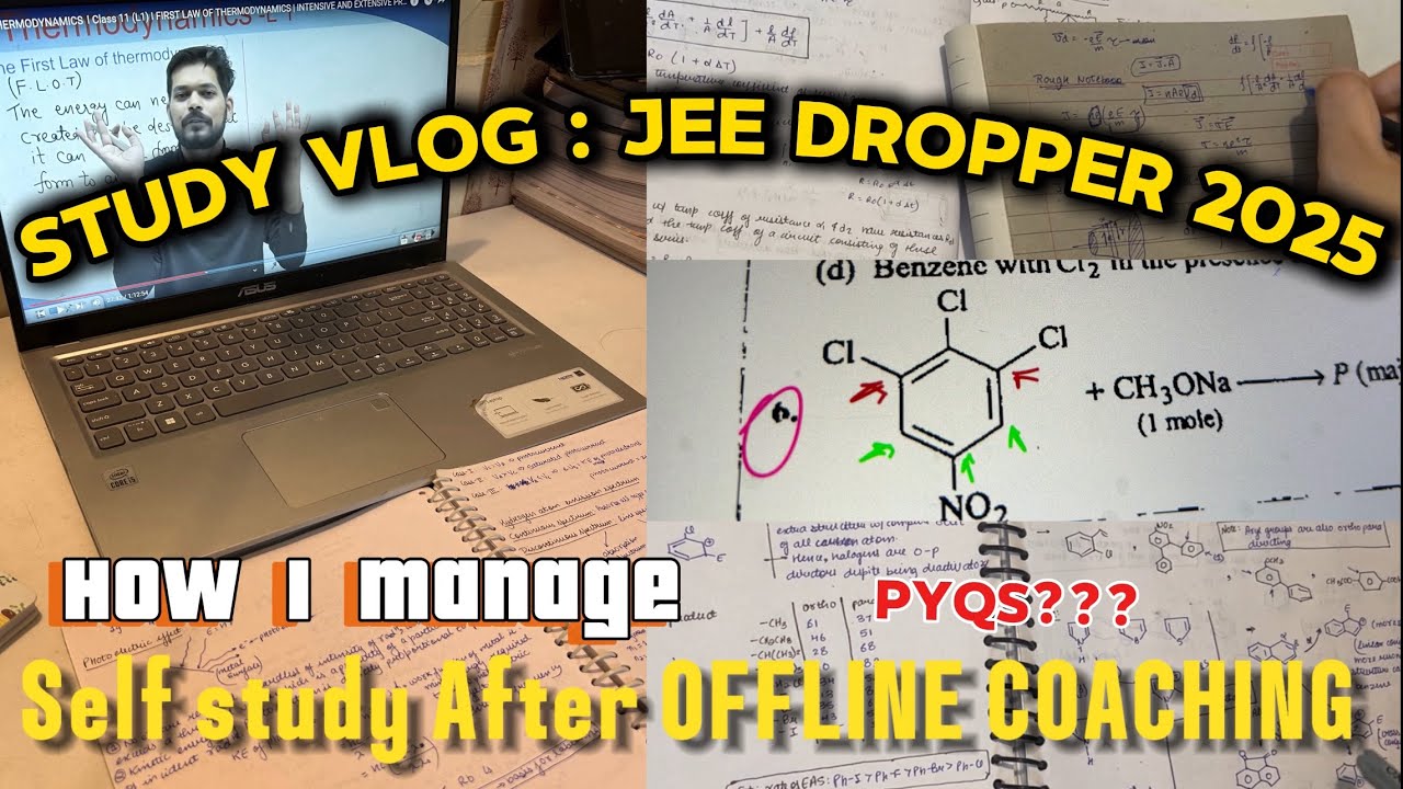 Full Day in JEE DROPPERS life📚| Self Study After Offline Coaching🚀|​⁠ | Productive study🔥