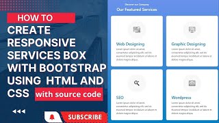 How to create responsive Services Box with Bootstrap using HTML and CSS with source code