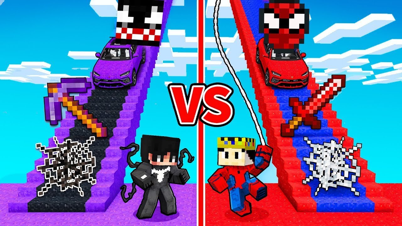 ماين كرافت : طريق الابطال الخارقين ولكن فينوم ضد سبايدر مان !!؟