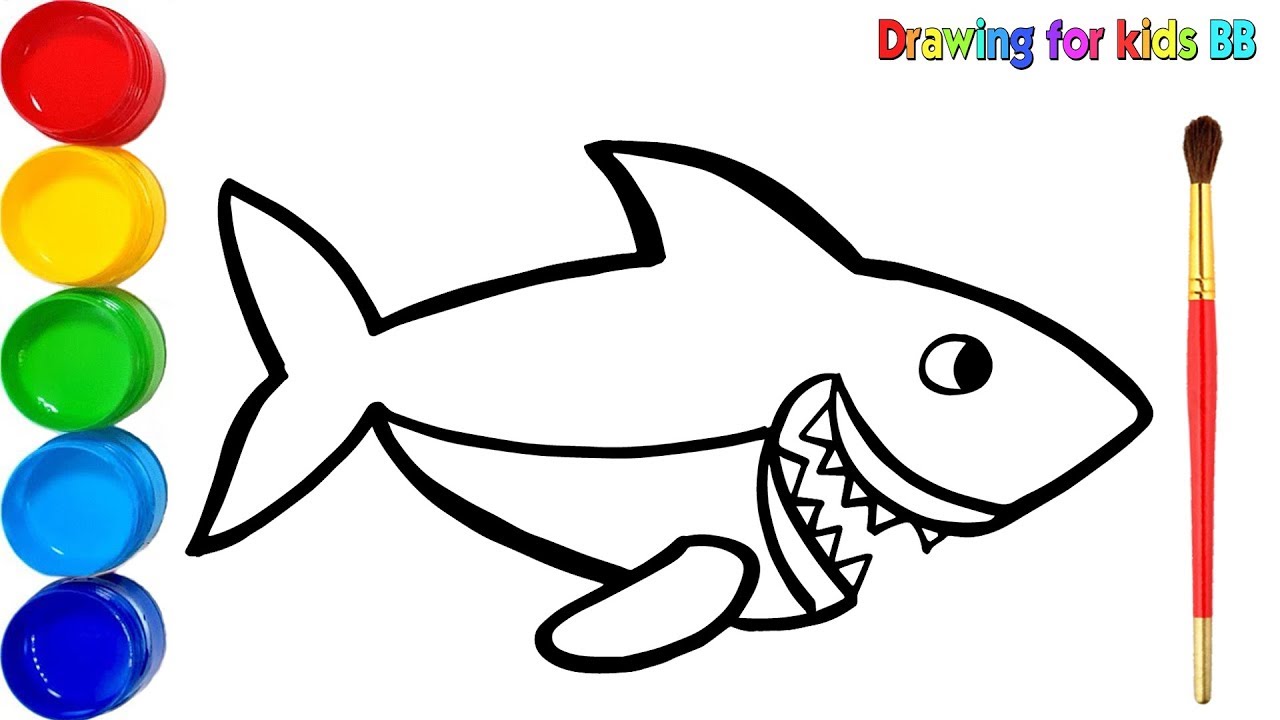 Vẽ Và Tô Màu Cá Mập Cho Bé | Bé Học Tô Màu | Glitter Shark Coloring Pages  For Kids - Youtube