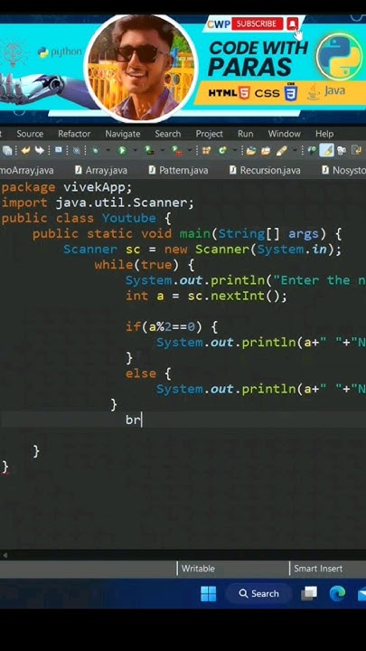 Odd & Even Number in Java ||By while loop || #whileloop #coading #java ...