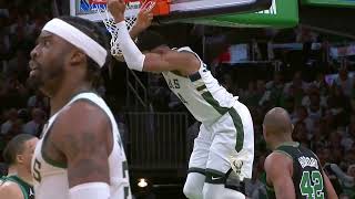 Giannis Tosses It Off The Backboard To Himself \& The Bench Goes WILD!