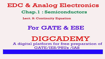 EDC & AE Semiconductors Lect. 9 Continuity Equation