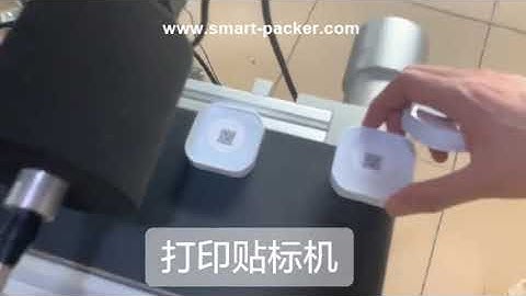 Scan barcode printing  adhesive sticker top flat labeling machine running video