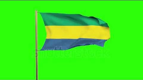Gabon flag waving in the wind. Green screen, alpha matte. Loopable animation Stock video by