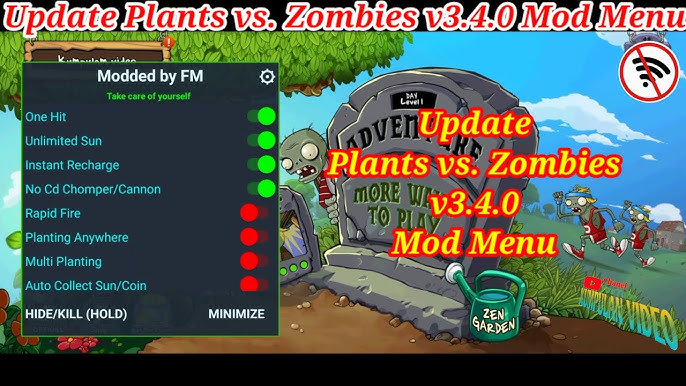 Plants vs Zombies Mod APK 3.3.6 (Menu, One hit, Money, Level)