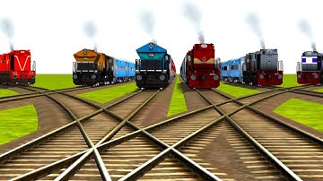 6 TRAINS CROSSING ON BUMPY FORKED RAILROAD CROSSING | Train Simulator Classic 2022 #RailroadÇrossing
