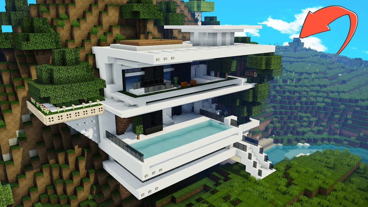 How to Make a MODERN Minecraft CLIFF HOUSE - YouTube