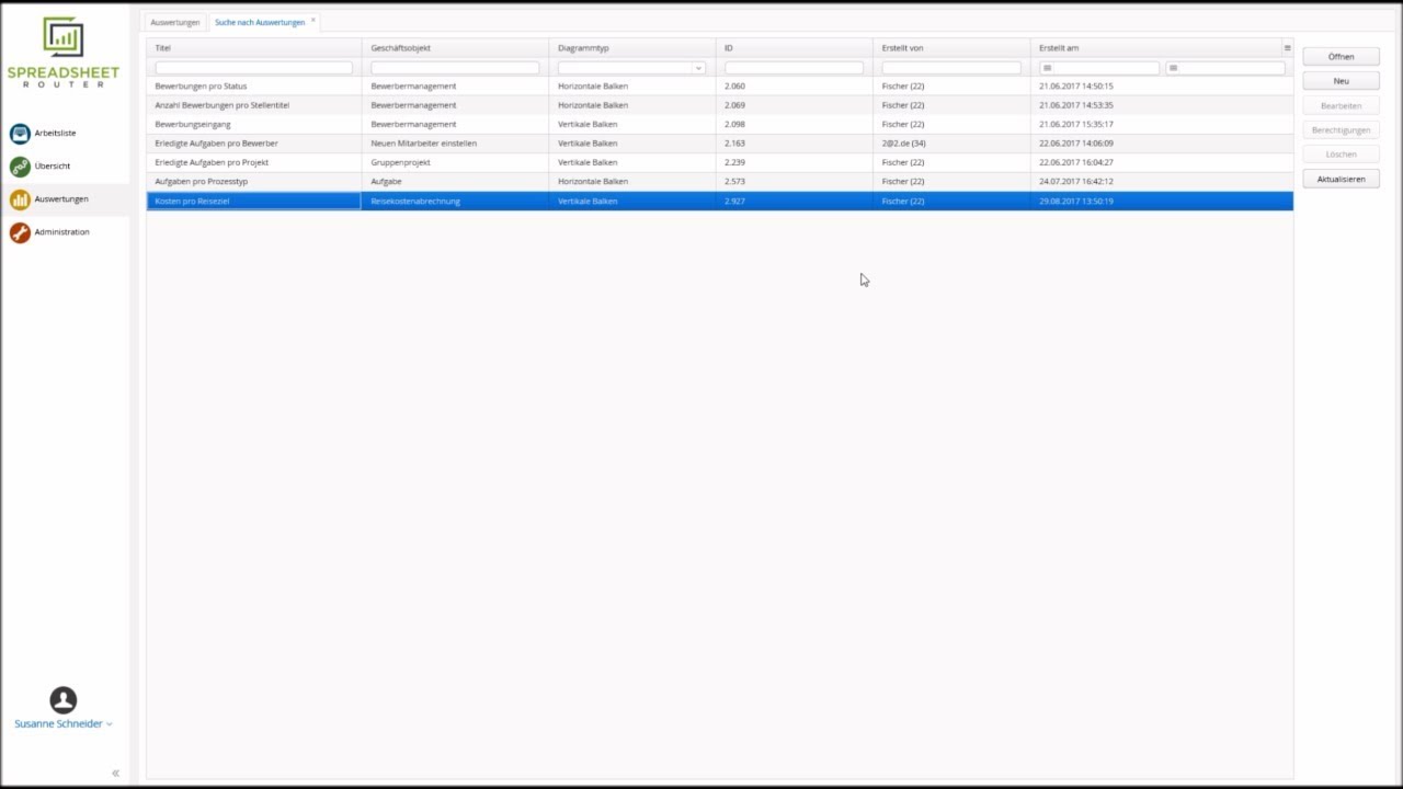 Youtube Video: Spreadsheet Router Tutorial: Bearbeitungsrecht für Auswertungen vergeben