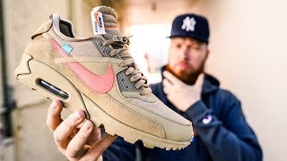 HOW GOOD IS THE OFF WHITE NIKE AIR MAX 90 DESERT ORE?! (Early In Hand & On Feet Review)