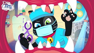 Doktorze Misifu! Wizyta u Draculi. Kociak pomaga przyjaciołom w leczeniu zębów | Mała czarodziejka