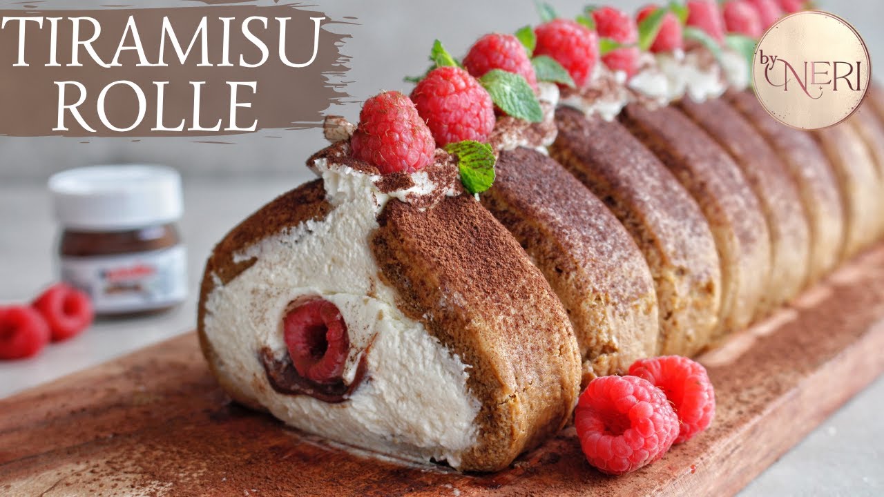 TIRAMISU ROLLE - mit einer Himbeer-Nutella Füllung / wunderschön und ...