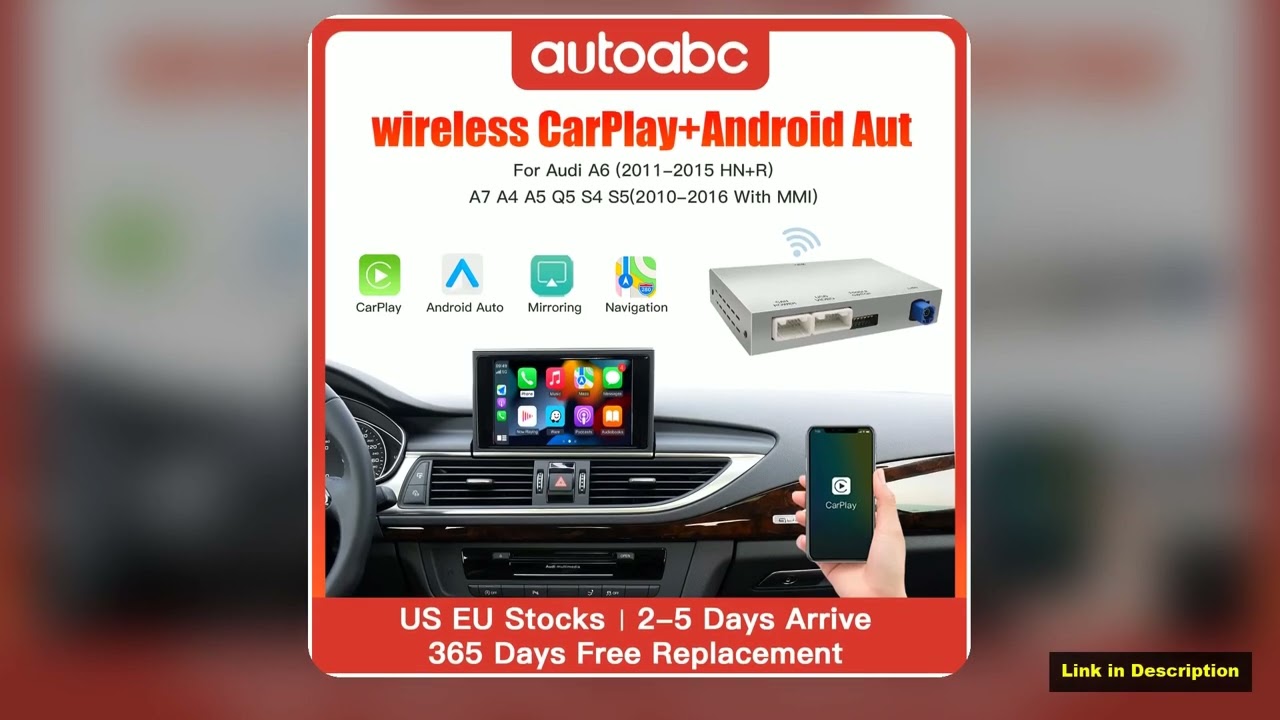 Wireless CarPlay for Audi A6 A7 A4 A5 Q5 S4 S5 with MMI module Android Auto multimedia playback