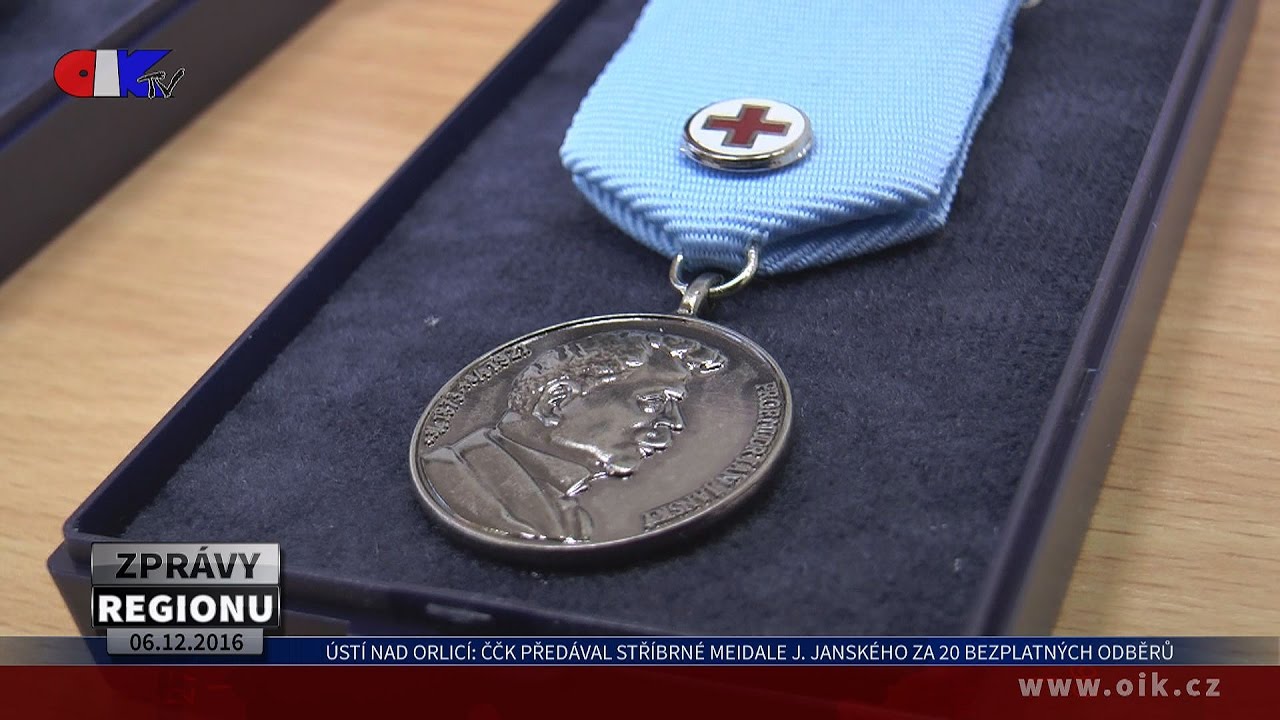 Ústí nad Orlicí: ČČK předával stříbrné medaile J. Janského za 20 bezplatných odběrů