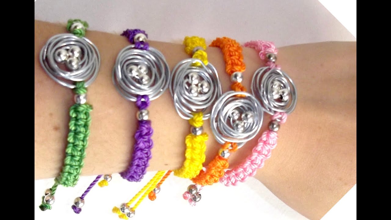 HACER UNA PULSERA DE HILO DE NUDOS MACRAME Y ALAMBRE NIDO DIY BRACELET THREAD - YouTube