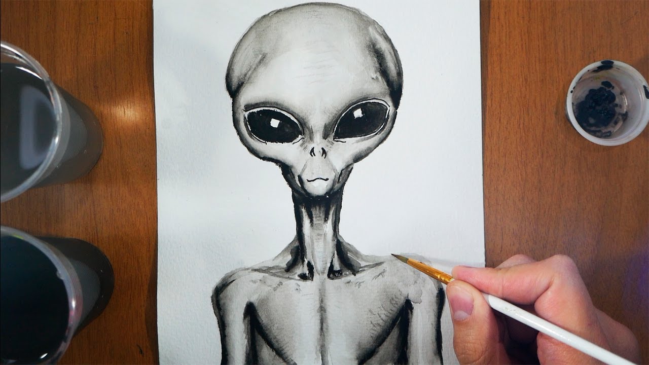 Cómo dibujar un alien realista con acuarela - dibujar un extraterrestre -  thptnganamst.edu.vn