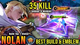 35 Kills + SAVAGE!! New Hero Nolan Best Build and Emblem - Build Top 1 Global Nolan ~ MLBB screenshot 3