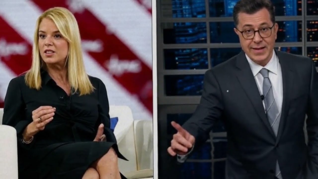Pam Bondi Stephen Colbert's Show After Fiery Confrontation - YouTube