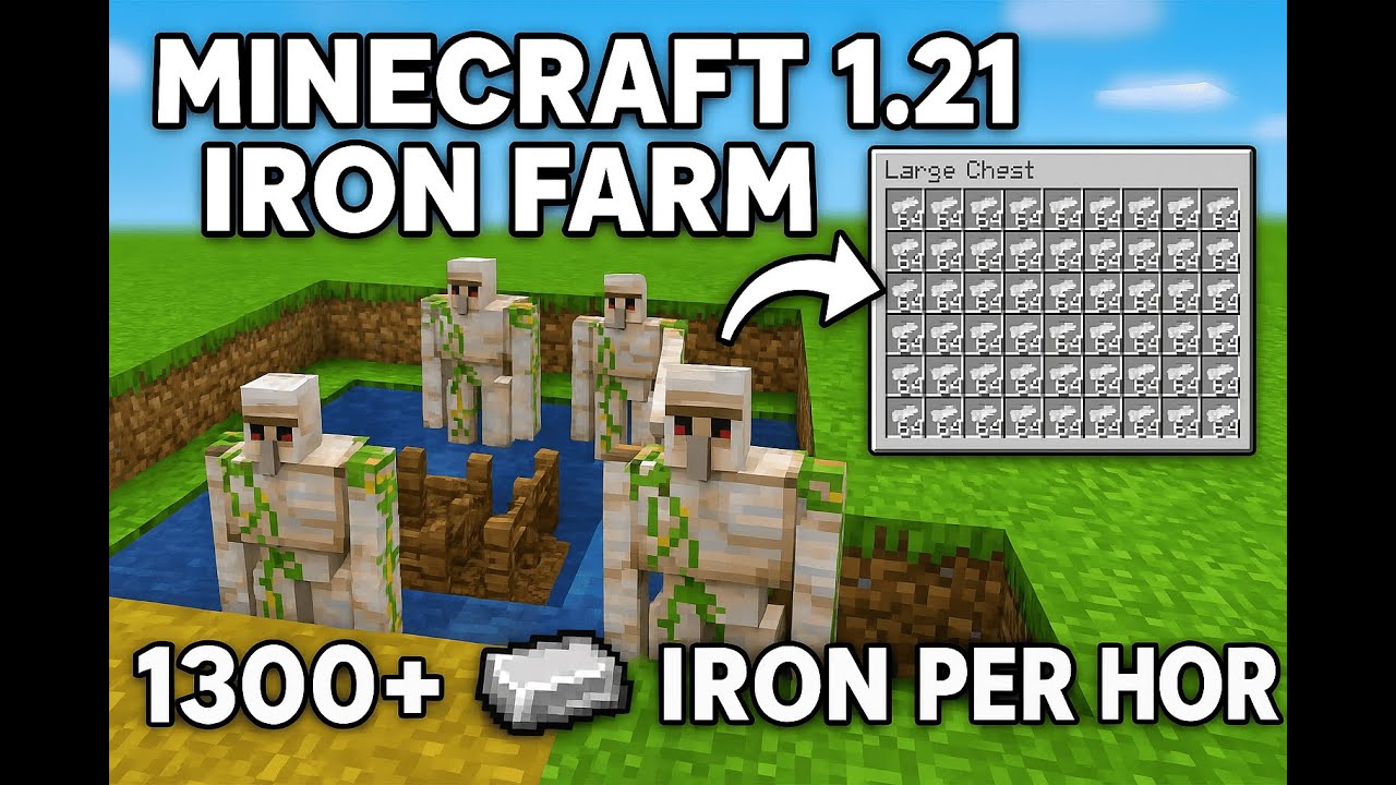 Minecraft 1.21 Iron Farm - Get 1300+ Iron Per Hour! (BEST Iron Farm 2025)