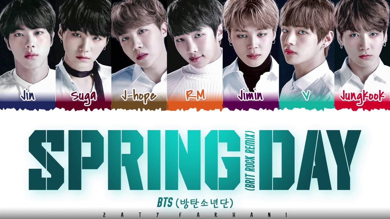 BTS    SPRING DAY BRIT ROCK REMIX Lyrics Color Coded Han Rom Eng