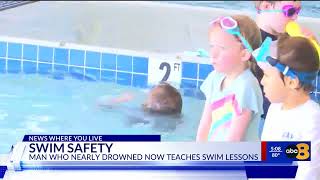 Near-drowning victim encourages swim lessons and water safety
