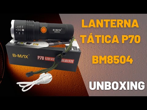 Lanterna Tática P70 LED Super Forte 4 Modos 168000W B MAX BM8504