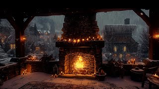 Cozy Medieval Fantasy Living Room With Rain And Fireplace | Relaxing Music For Sleeping and Studying