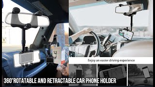 Car Phone Holder Universal Adjustable Rearview Mirror Universal Dudukan Tempat Holder Hp Handphone Mobil spion