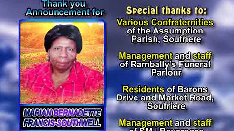 Marian Bernadette Francis Southwell thank you