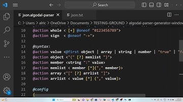 Algodal Parser Generator Tool - JSON Parser Example