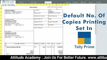 Default No. Of Copies Printing Set In Tally Prime | Learn With Attitude Academy | #tallyprime