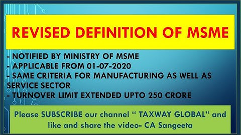 Revised Definition of MSME