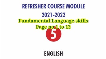 5th standard English Refresher course module Fundamental language skills page no 1 to 13 Answer key