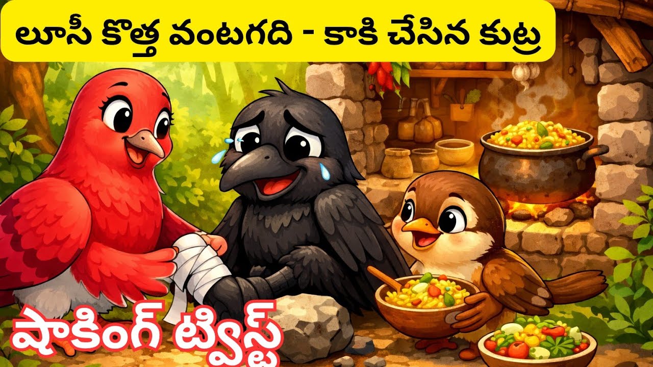 లూసీ కొత్త వంటగది , కాకి చేసిన కుట్ర చివరికి ఏమైంది?|చిన్న పక్షి పెద్ద పాఠం నేర్పింది|Telugu kathalu