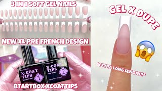 TRYING BTARTBOX NEW XL PREMADE FRENCH TIP DESIGN 3 IN 1 SOFT GEL NAIL TIPS | EASY GELX NAILS AT HOME