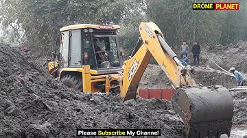 Backhoe 3DX Super Machine Working For Bridge Foundation Construction