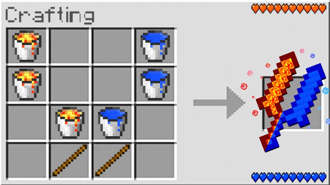Crafting Double WATER LAVA SWORD In Minecraft YouTube
